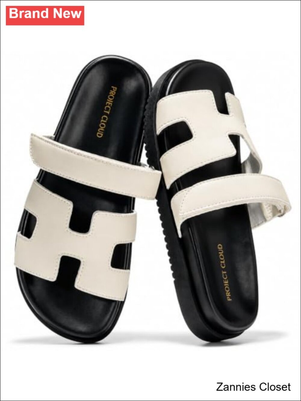 ✨ Project Cloud Genuine Leather Adjustable Slide Sandals for Women Flat Slip-On